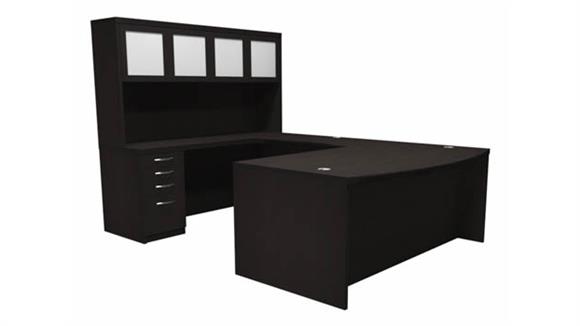 Bowfront U Shaped Desk with Hutch