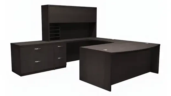 Bow-Front U-Desk 108in W x 108in D with 2 Pedestals