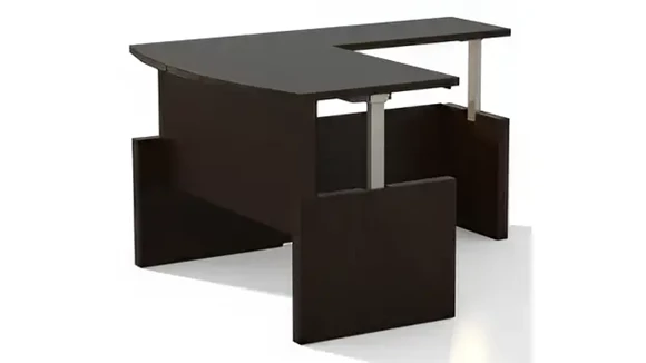 Bow-Front Sit-To-Stand L-Desk 72in W x 90in D