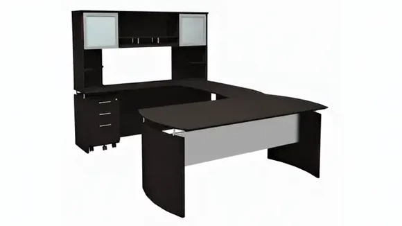 U-Desk 72in W x 108in D with 1 Pedestal and Hutch