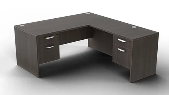 L-Desk 71in W x 78in D with 2 Pedestals