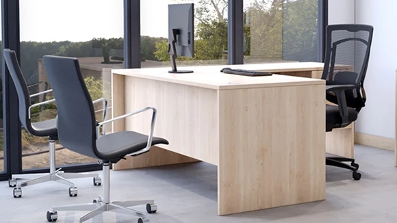 L-Desk 71in W x 83in D with 2 Pedestals