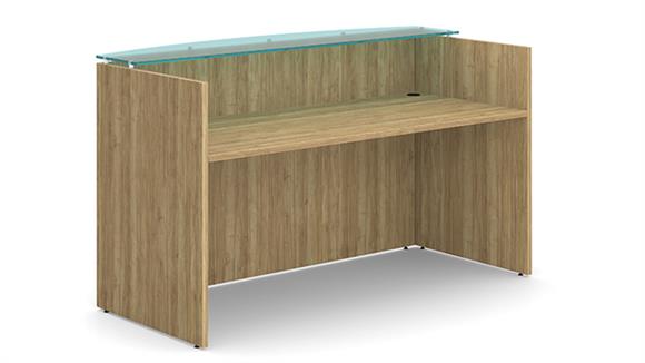 Reception Desk Shell w/ Laminate Bow Front Glass Counter