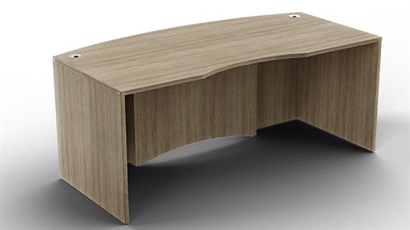 71in x 36in Bow Front Desk w/ Curve User Side and Step Laminate Modesty Panel