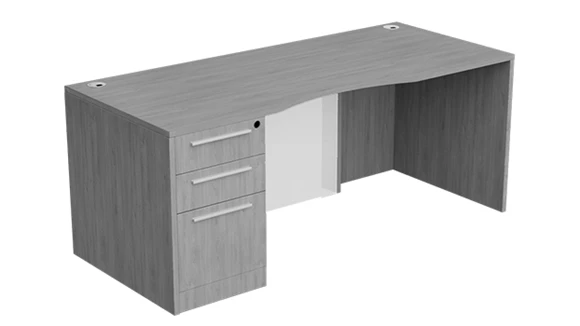 Bow-Front Desk 71in W x 30in D with 1 Pedestal