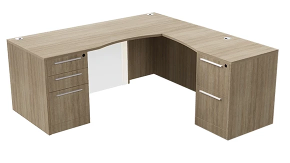 L-Desk 71in W x 78in D with 2 Pedestals
