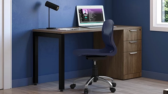 Desk 60in W x 24in D with 1 Pedestal