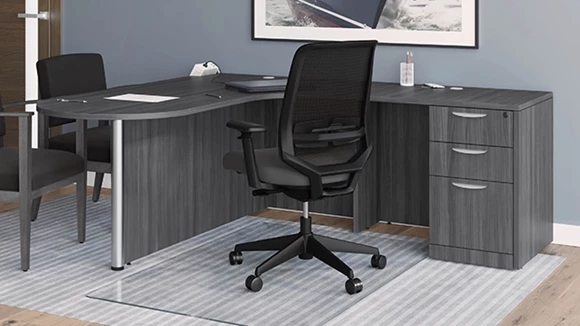 L-Desk 71in W x 72in D with 1 Pedestal