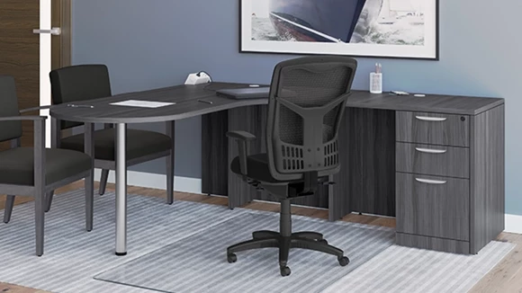 L-Desk 71in W x 84in D with 1 Pedestal