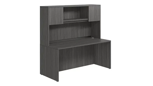 Desk Shell 66in x 24in Laminate with 2-Door Wood Hutch
