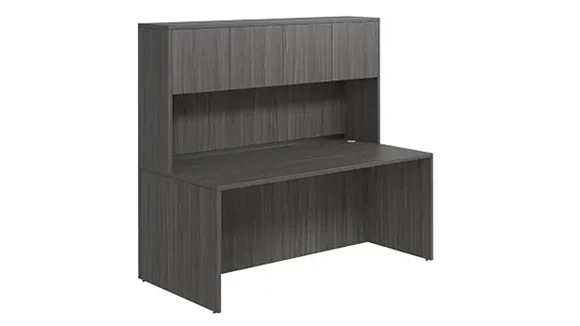 Desk 60in W x 24in D with Hutch and Wire Management
