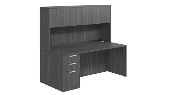 Desk 71in W x 24in D with Hutch and 1 Pedestal