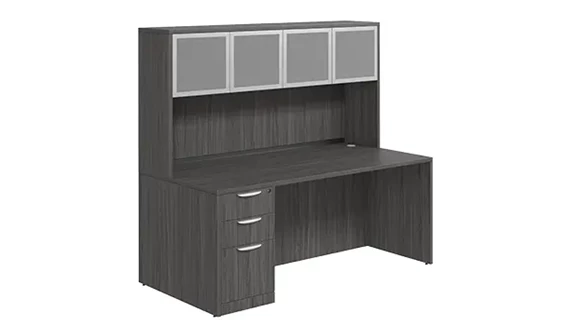 Desk 71in W x 30in D with Hutch and 1 Pedestal