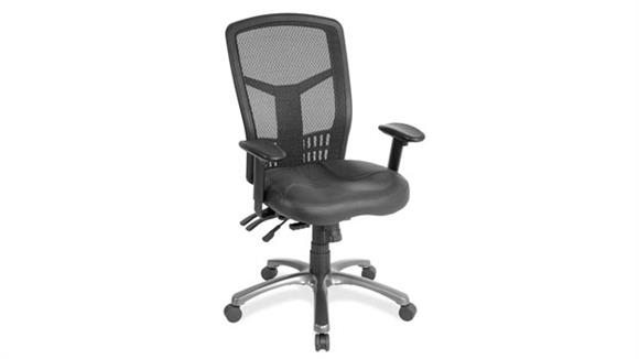 Cool Mesh High Back Chair with Leather Seat and Aluminum Base