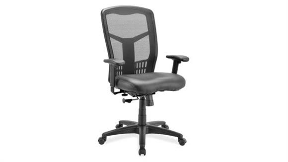 Cool Mesh High Back Chair with Leather Seat and Black Frame