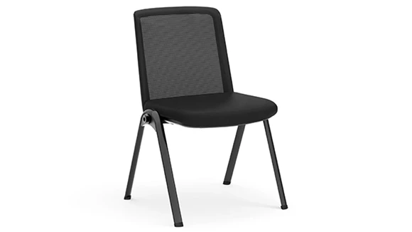 Armless Stack Chair with Mesh Back and Fabric Seat