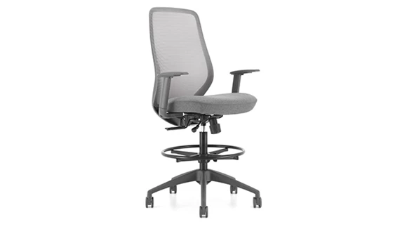 High-Back Drafting Stool with Mesh Back and Fabric Seat