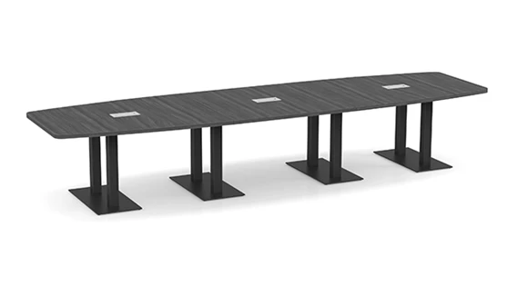 Boat Shape Conference Table 14ft W x 48in D with Grommets and Wire Management
