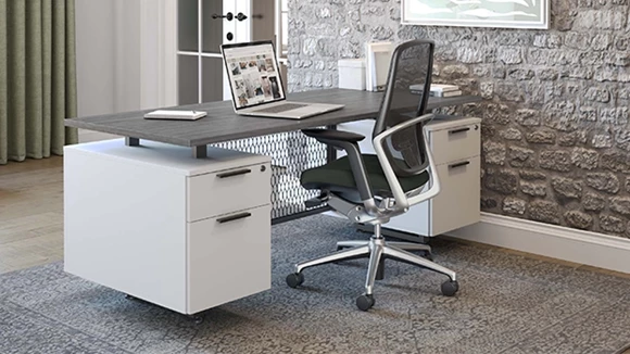 Desk 72in W x 30in D with 2 Pedestals