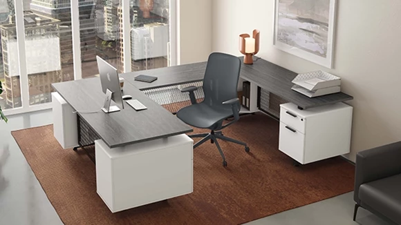 U-Desk 72in W x 96in D with 2 Pedestals