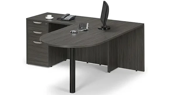 L-Desk 66in W x 65in D with 1 Pedestal