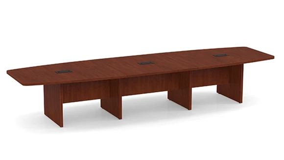 Boat Shape Conference Table 14ft W x 48in D with Grommets and Slab Base