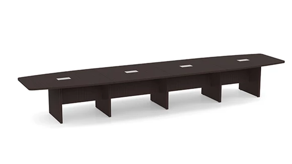 Boat Shape Conference Table 18ft W x 48in D with Grommets and Slab Base