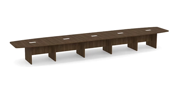 Boat Shape Conference Table 22ft W x 48in D with Grommets and Slab Base