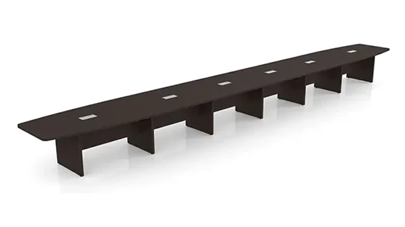 Boat Shape Conference Table 28ft W x 48in D with Grommets and Slab Base