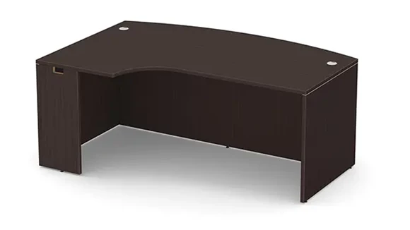 Bow-Front Desk Shell 72in W x 48in D with Left Extension