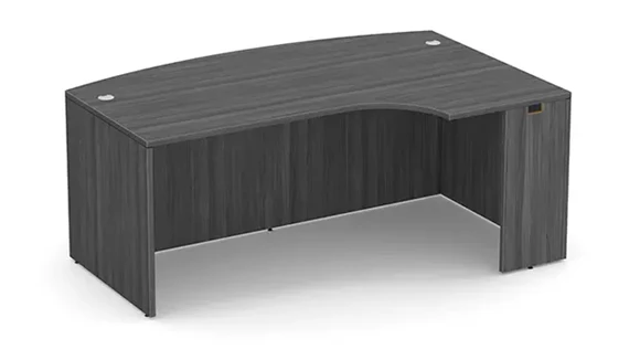 Bow-Front Desk Shell 72in W x 48in D with Corner Extension
