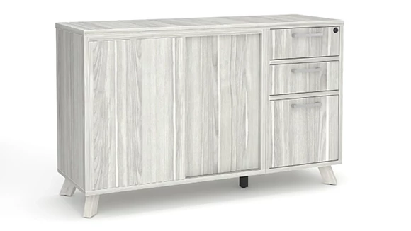 Combo Credenza 54in W x 16in D x 30in H with 1 Pedestal