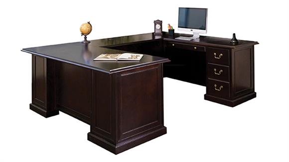 72in x 104in Double Pedestal Wood Veneer U-Desk