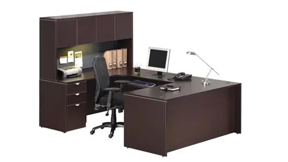 U-Desk 66in W x 101in D with 1 Pedestal and Hutch