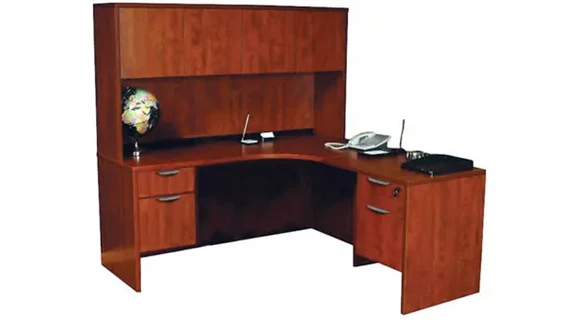 L-Desk 72in W x 72in D with 1 Pedestal and Hutch