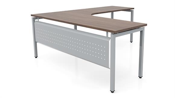 72in x 78in Curve Corner L-Desk with Modesty Panel