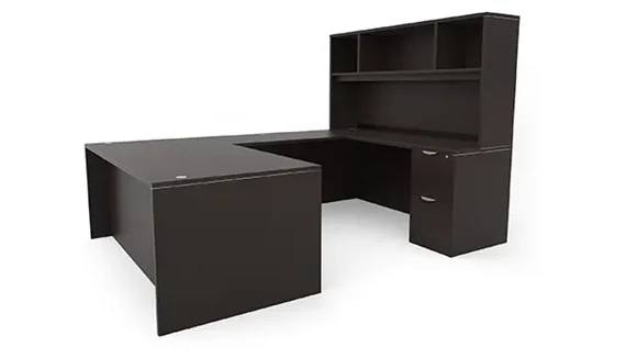 U-Desk 72in W x 102in D with Hutch and 2 Pedestals