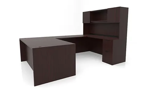 U-Desk 72in W x 107in D with Hutch and 2 Pedestals