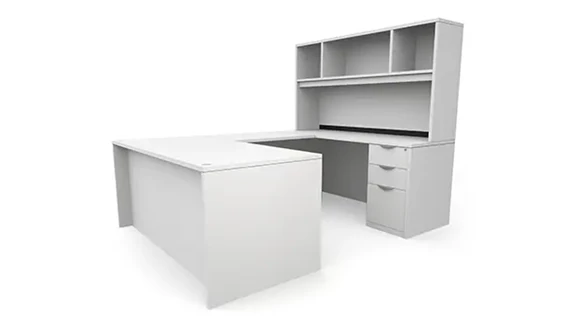 U-Desk 72in W x 89in D with Hutch and 2 Pedestals
