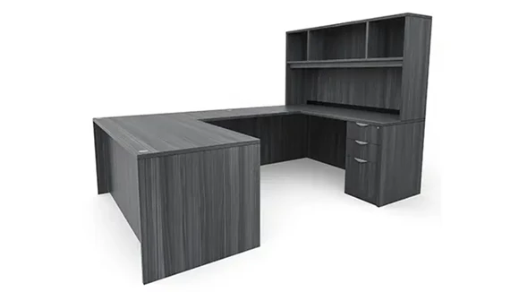 U-Desk 60in W x 101in D with Hutch and 2 Pedestals