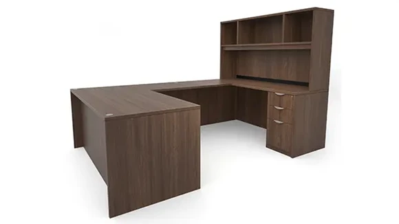 U-Desk 66in W x 101in D with Hutch and 2 Pedestals