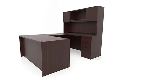 U-Desk 66in W x 89in D with Hutch and 2 Pedestals