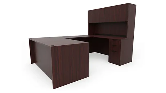 U-Desk 60in W x 96in D with Hutch and 2 Pedestals