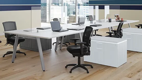 Benching Workstation 180in W x 60in D with Metal Legs