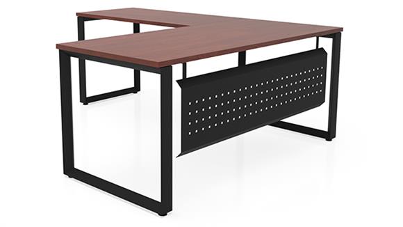 60in x 78in Beveled Loop Leg L-Desk with Modesty Panel