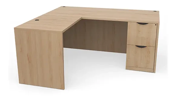 L-Desk 66in W x 65in D with 1 Pedestal