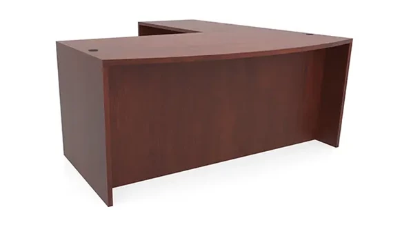Bow-Front L-Desk Shell 66in W x 78in D with 1 Pedestal