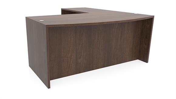 72in x 88in Bow Front L-Shaped Desk