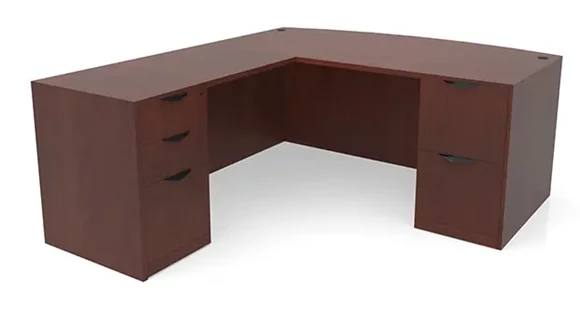 Bow-Front L-Desk 72in W x 76in D with 2 Pedestals