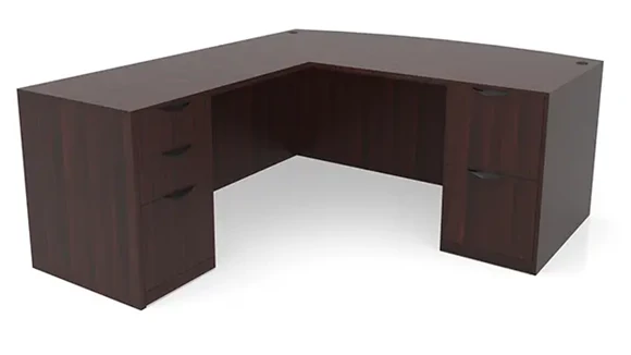 Bow-Front L-Desk 66in W x 71in D with 2 Pedestals